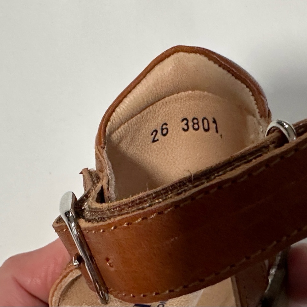 Petit Nord Little Girl’s Scalloped Leather Sandals Cognac Size EU 26 - Picture 4 of 9